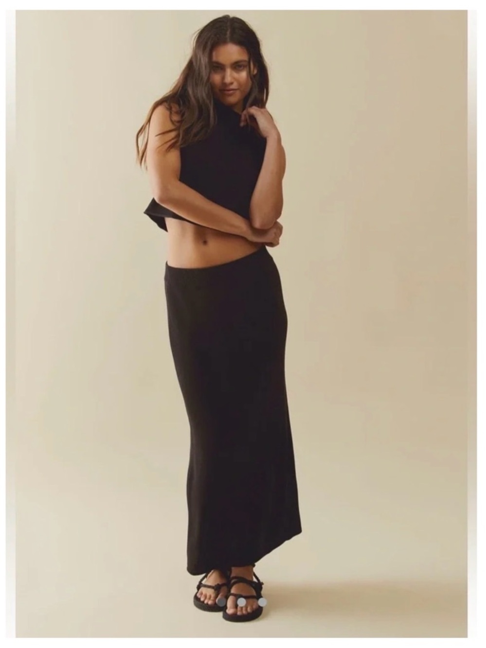 Free People Beach Callie Sweater Skirt Set Tan